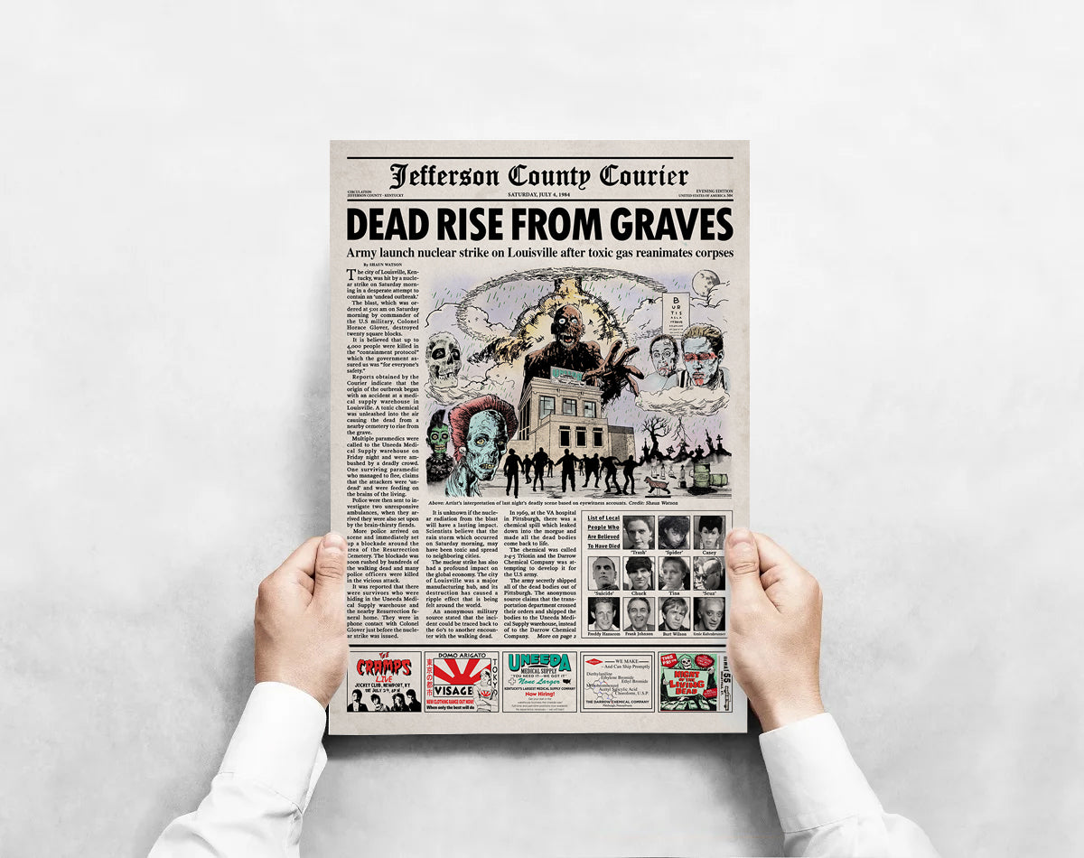 The Return of the Living Dead Newspaper Poster print