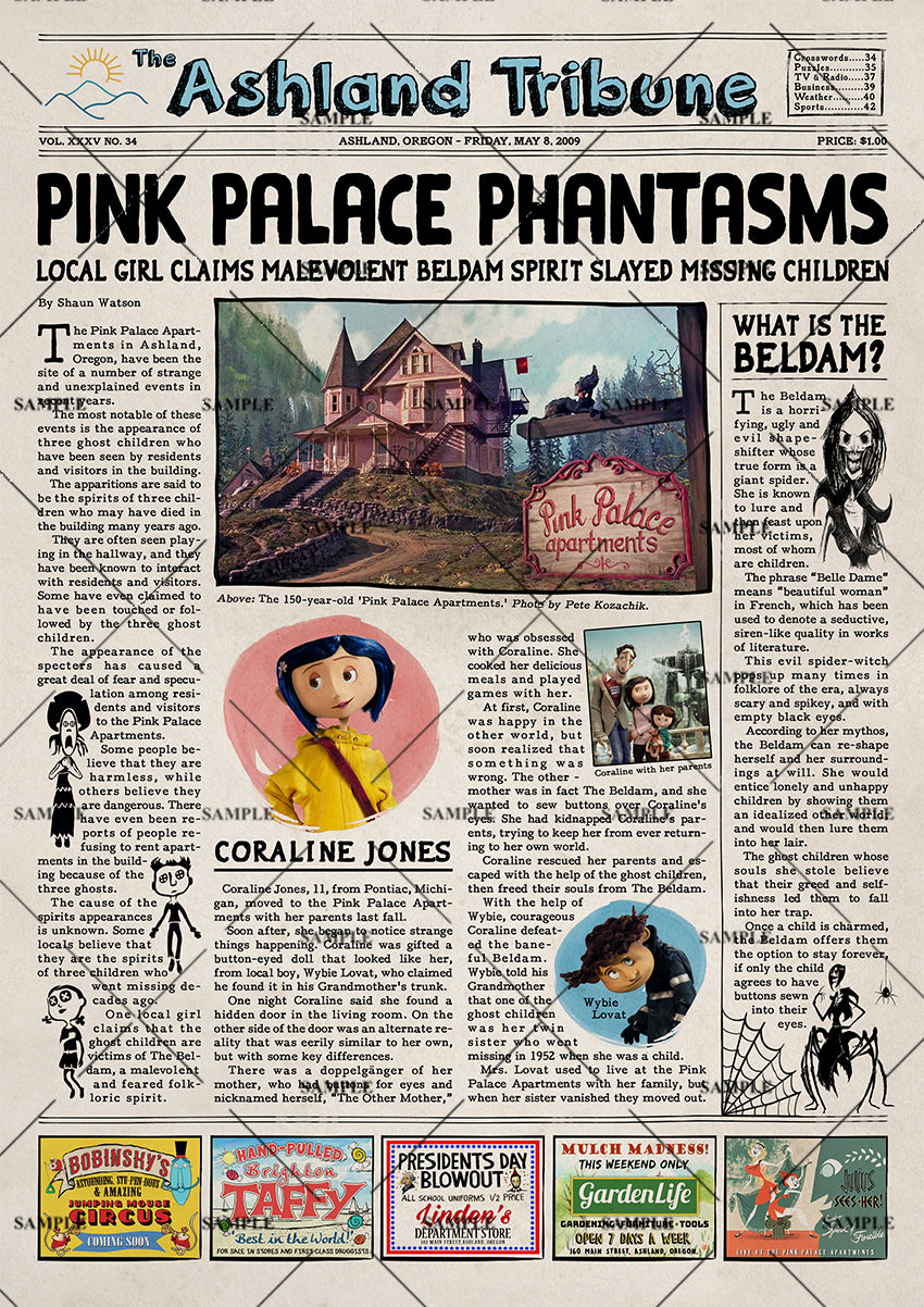 Coraline Newspaper Poster print