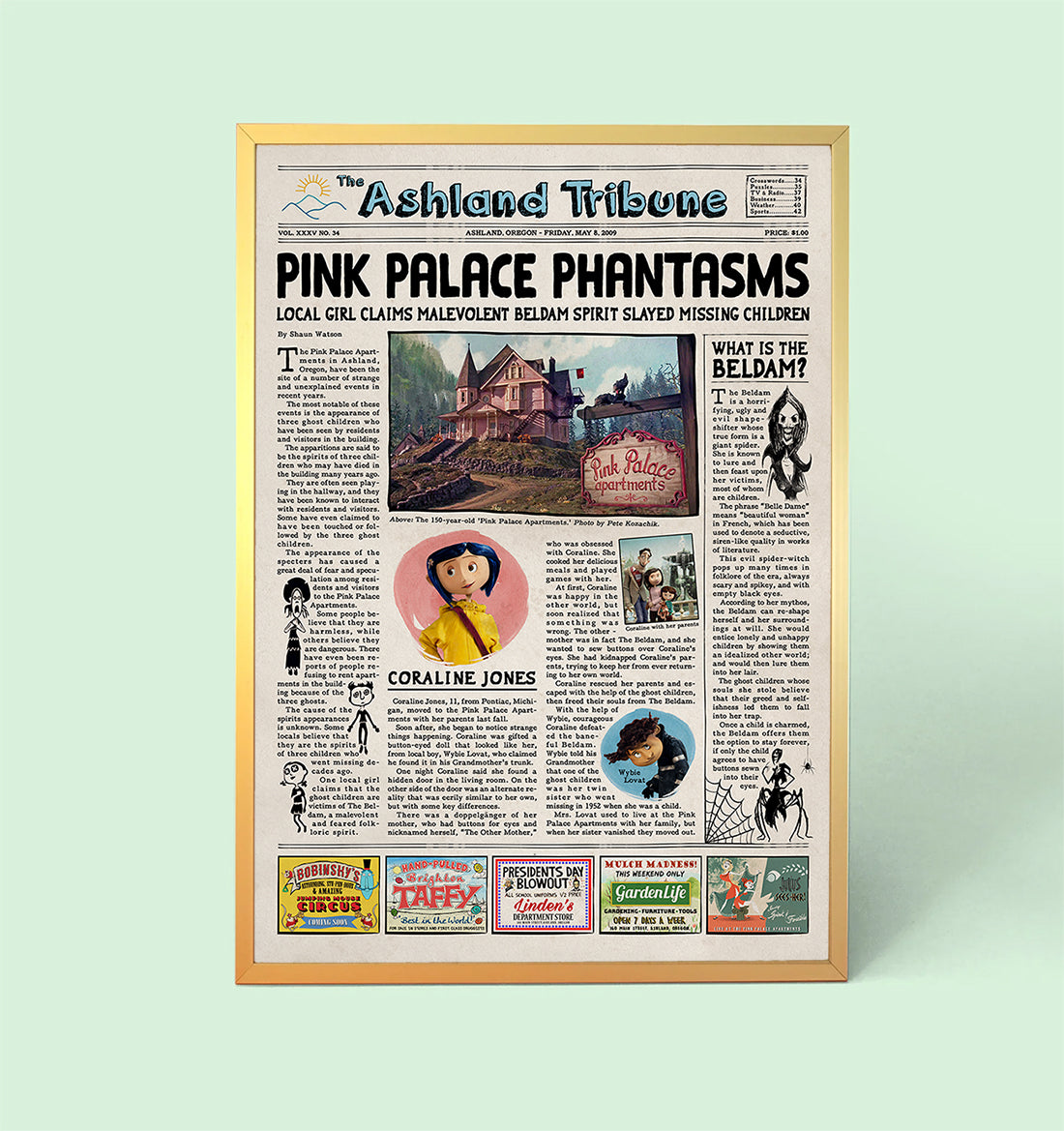 Coraline Newspaper Poster print