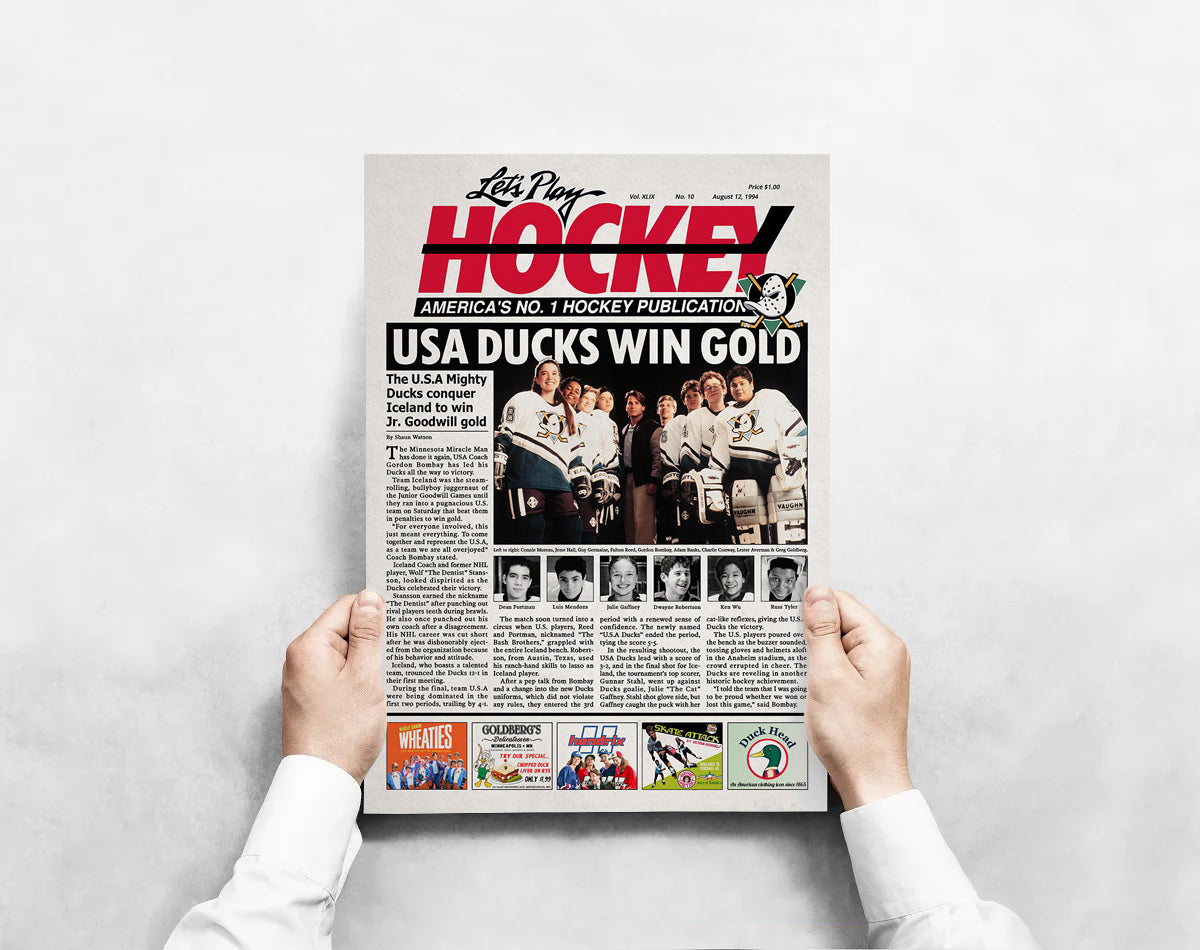 D2: The Mighty Ducks Newspaper Poster print