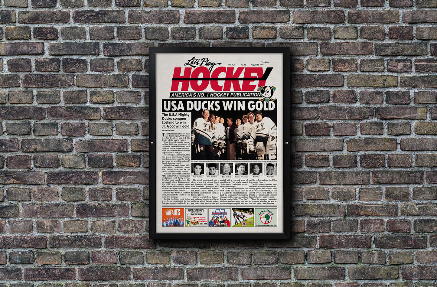 D2: The Mighty Ducks Newspaper Poster print