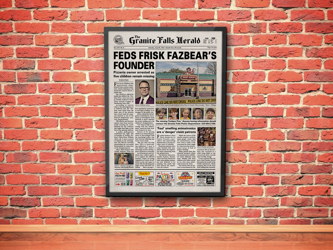 Five Nights at Freddy's Movie Newspaper Poster print