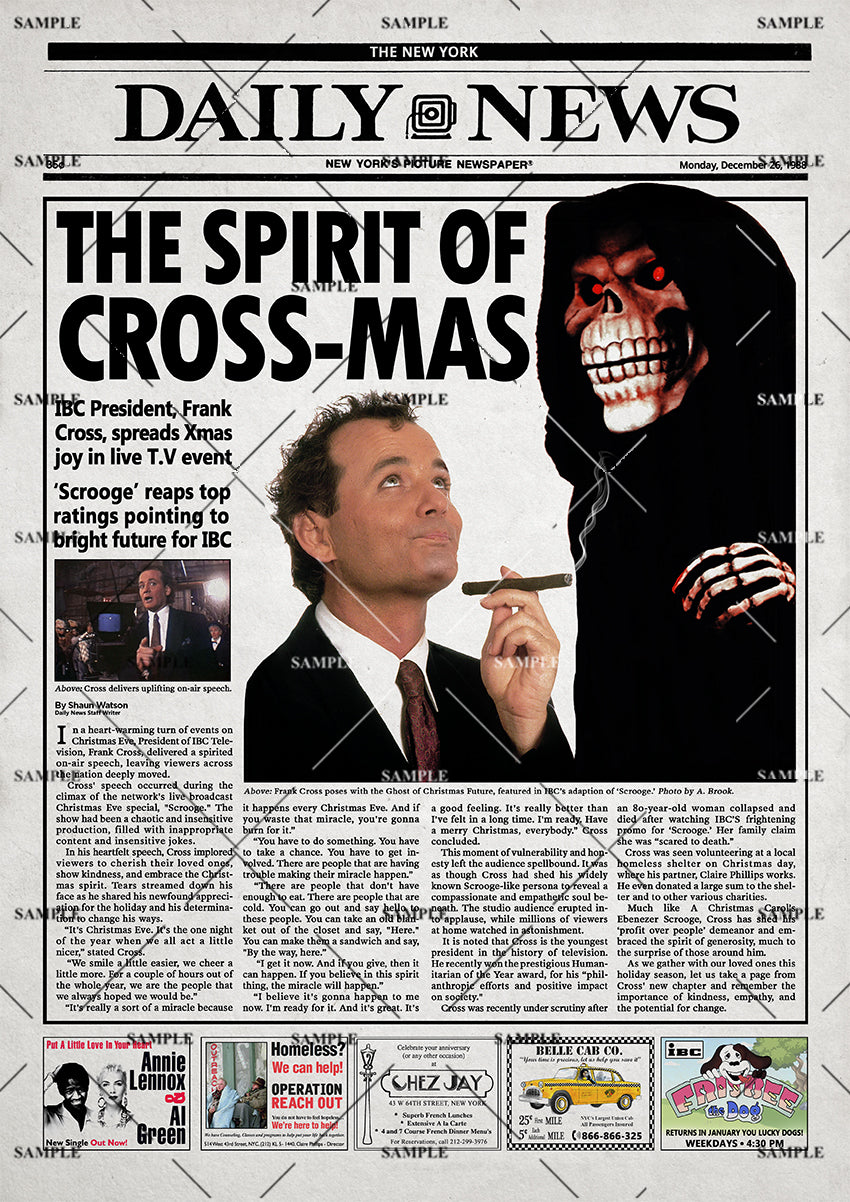 Scrooged Newspaper Poster print