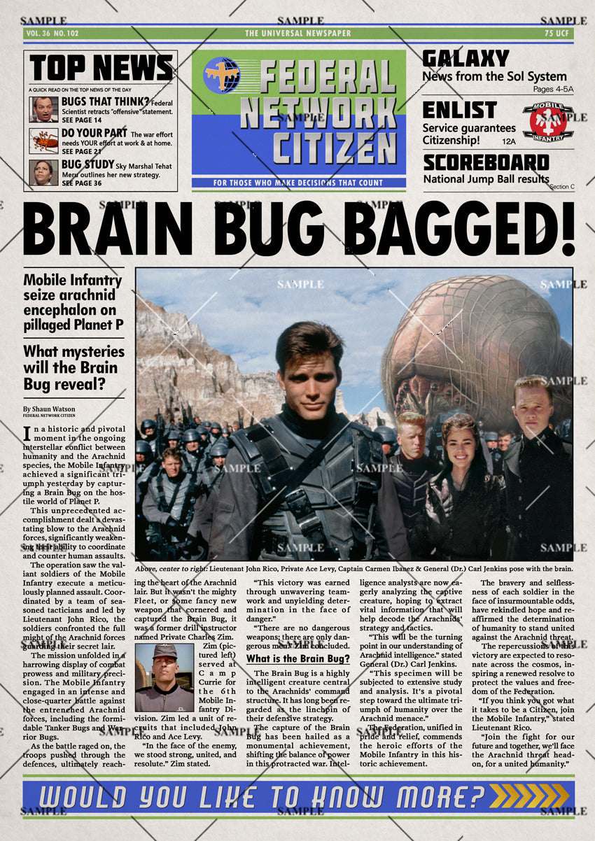 Starship Troopers Newspaper Poster print