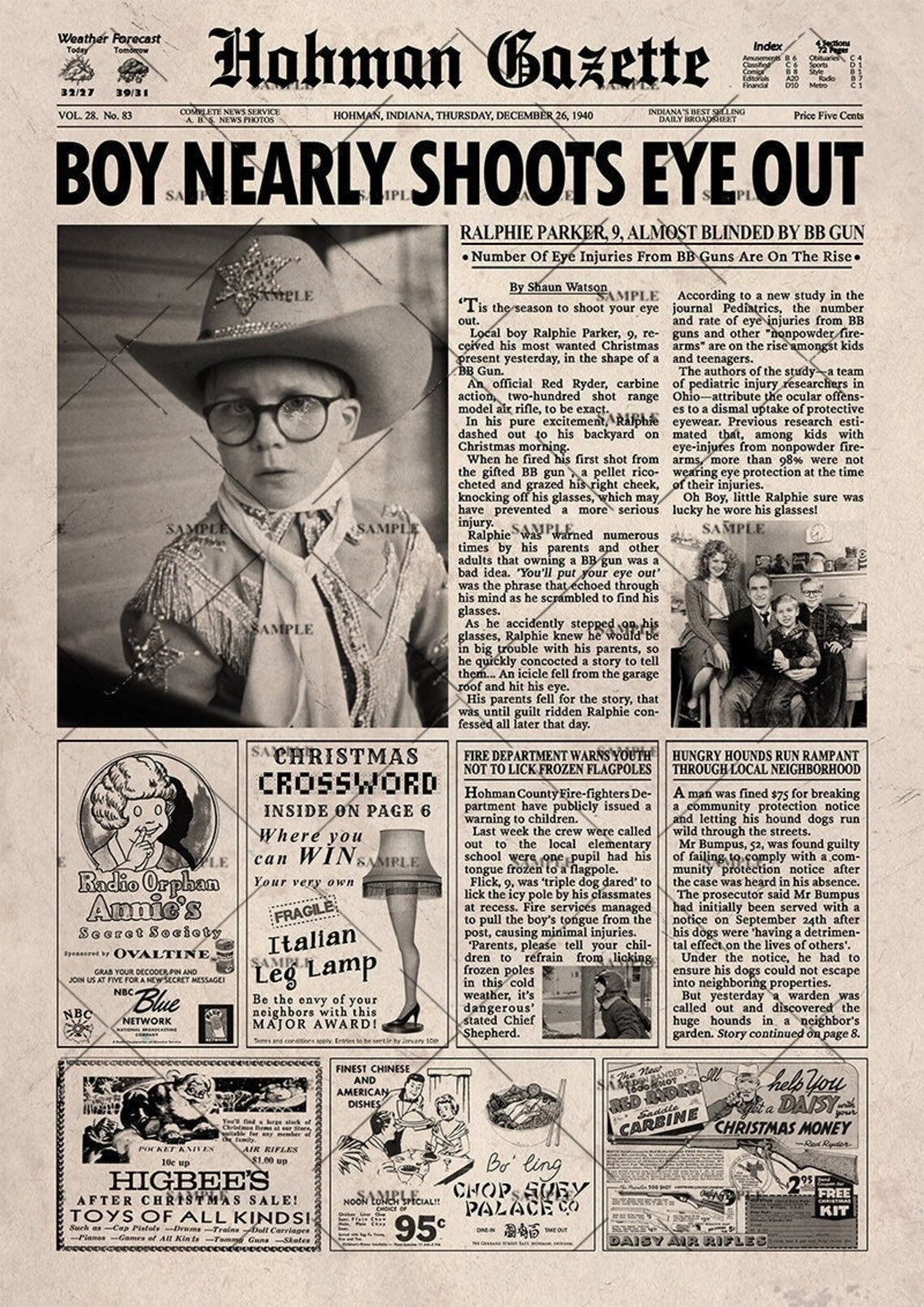 A Christmas Story Newspaper Poster print