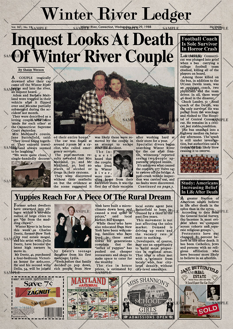 Beetlejuice Winter River Ledger Newspaper Poster print
