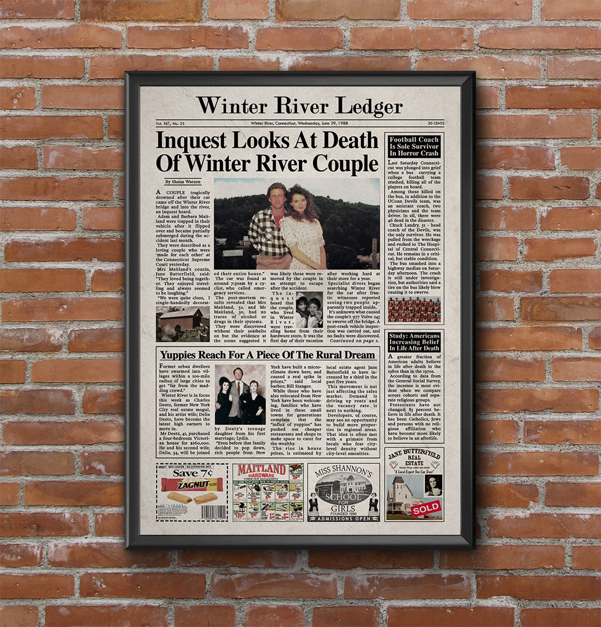 Beetlejuice Winter River Ledger Newspaper Poster print