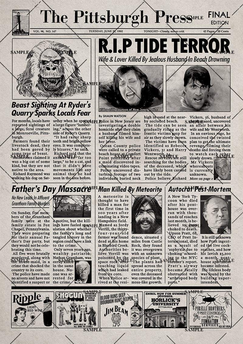Creepshow 1982 Movie Newspaper Poster print