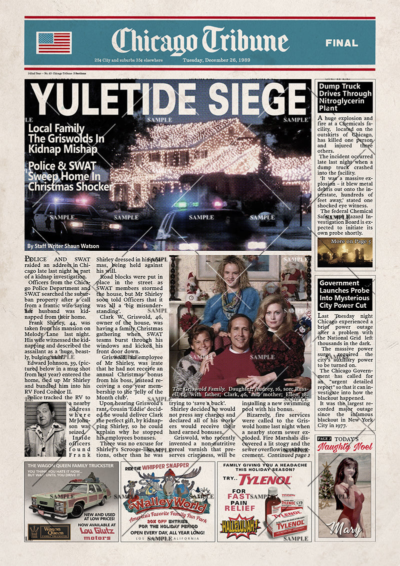 National Lampoon's Christmas Vacation Newspaper poster print