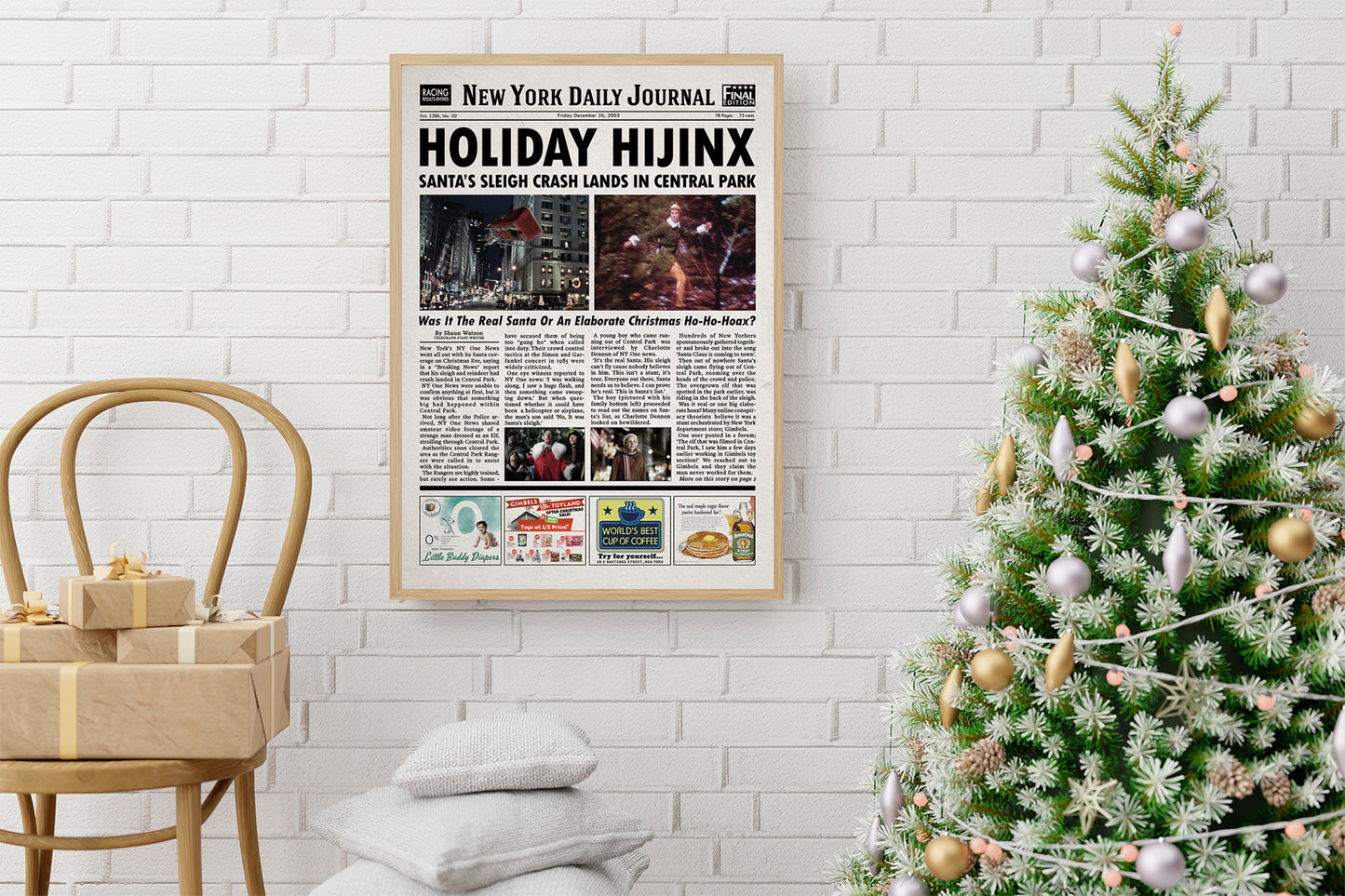 Elf Movie Newspaper Poster print