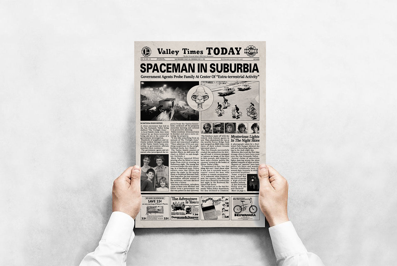 E.T. the Extra-Terrestrial Movie Newspaper poster print