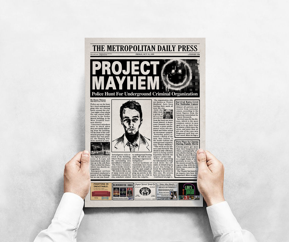 Fight Club Newspaper poster print