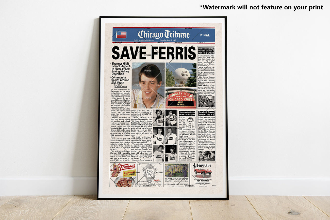Ferris Bueller's Day Off Newspaper poster Print