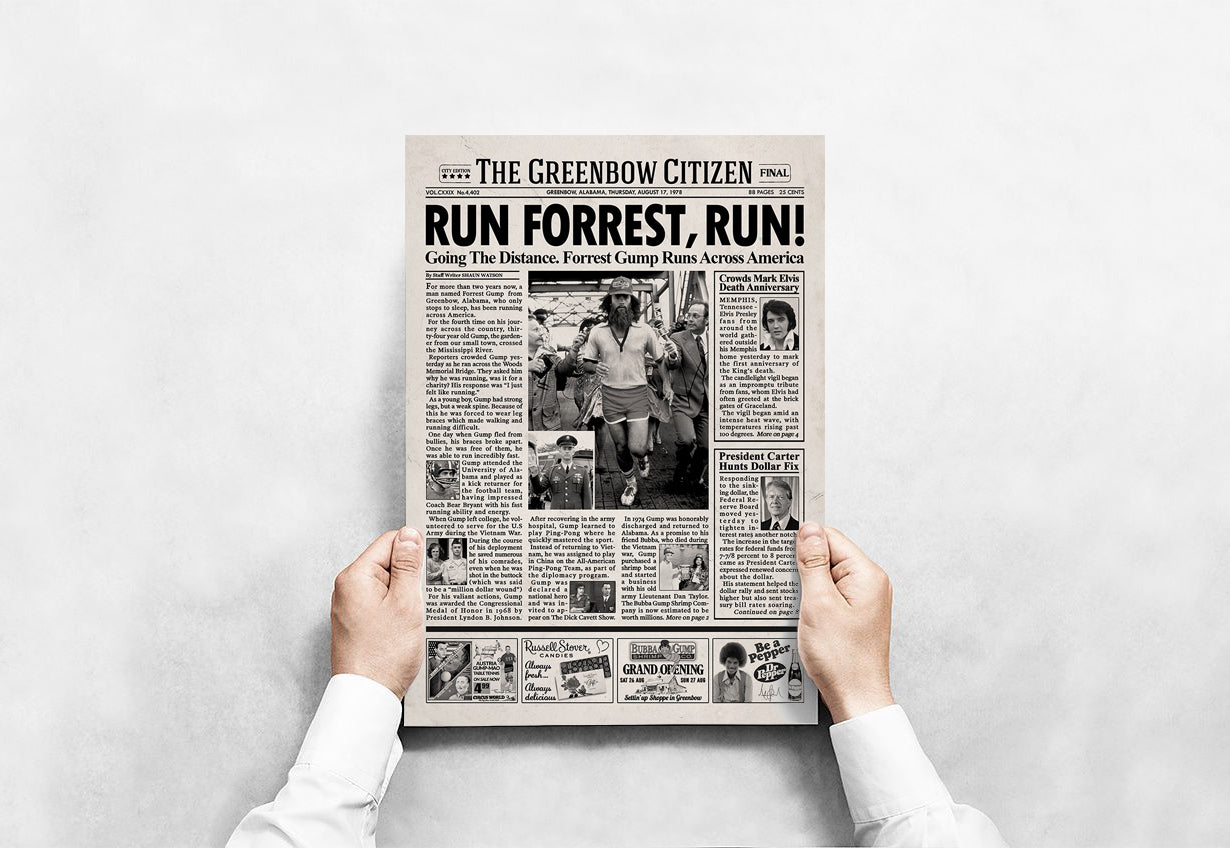 Forrest Gump Movie Newspaper print