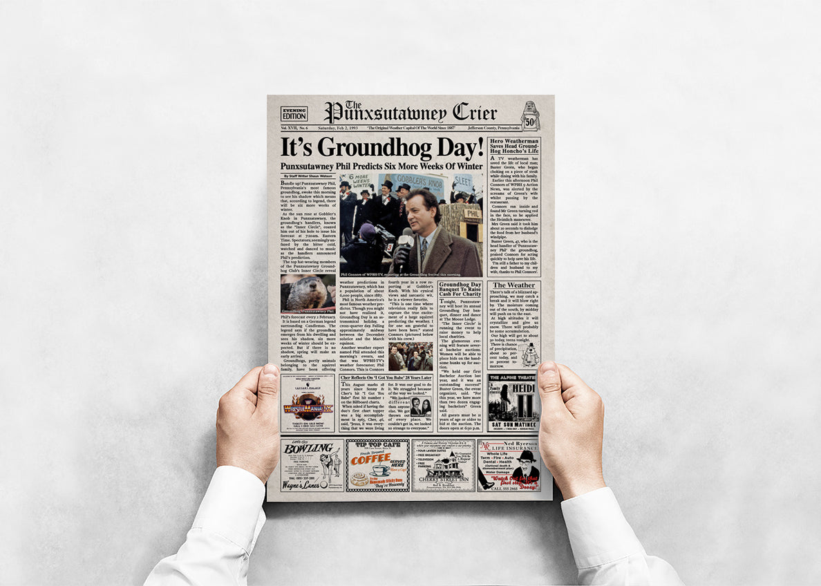 Groundhog Day Newspaper Poster Print