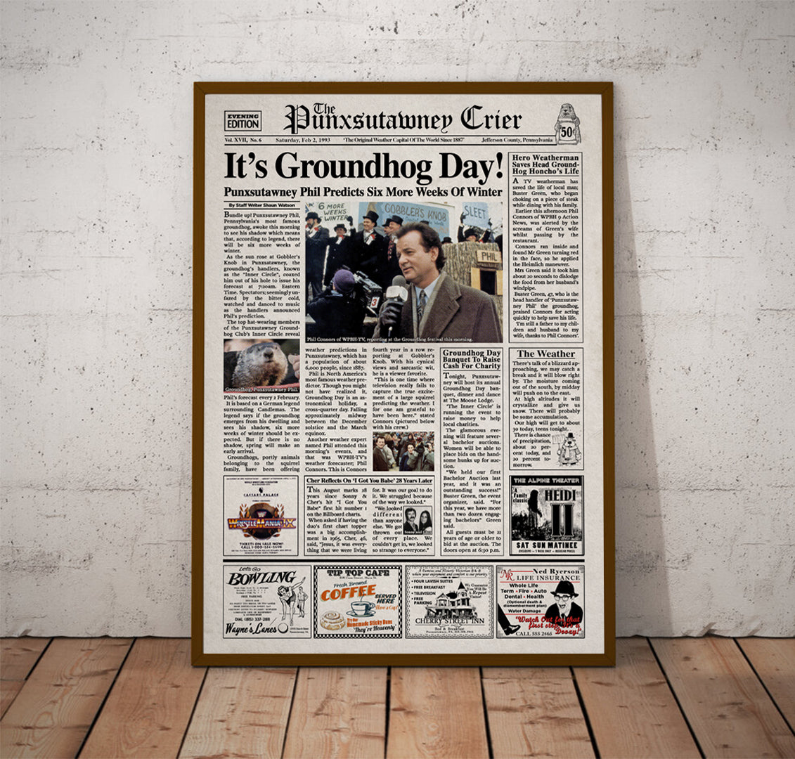 Groundhog Day Newspaper Poster Print