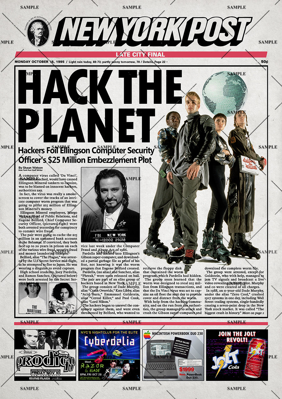 Hackers Newspaper poster print CultClippings