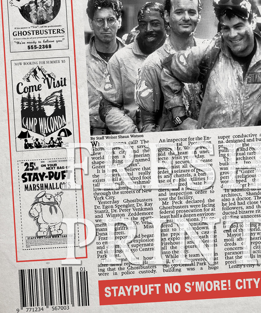 Ghostbusters Newspaper poster print