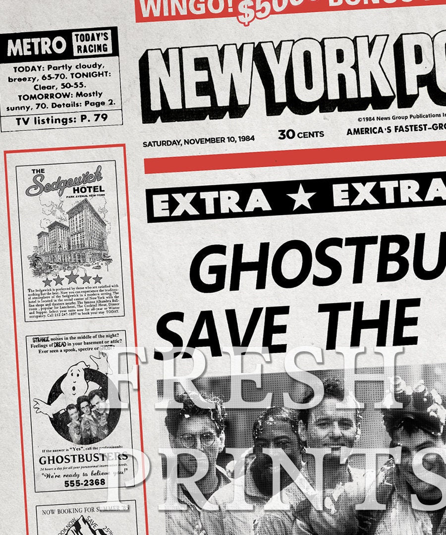 Ghostbusters Newspaper poster print
