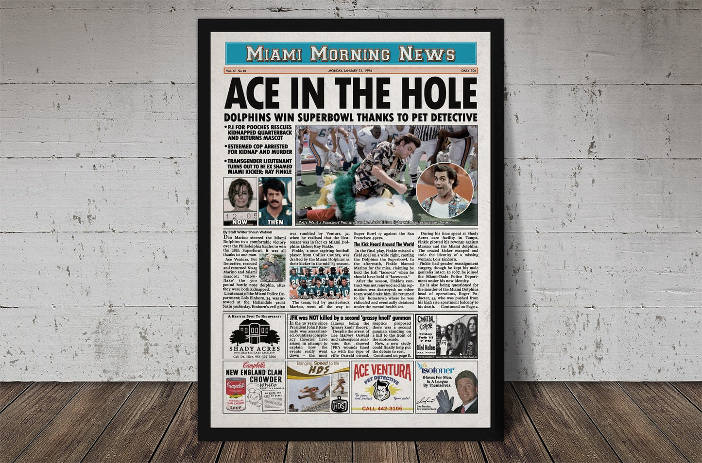 Ace Ventura Pet Detective Newspaper Poster Print