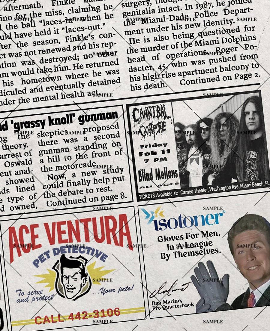 Ace Ventura Pet Detective Newspaper Poster Print