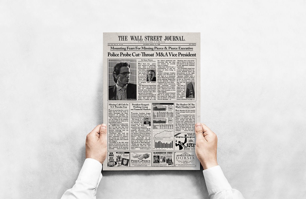 American Psycho Patrick Bateman Newspaper Poster print