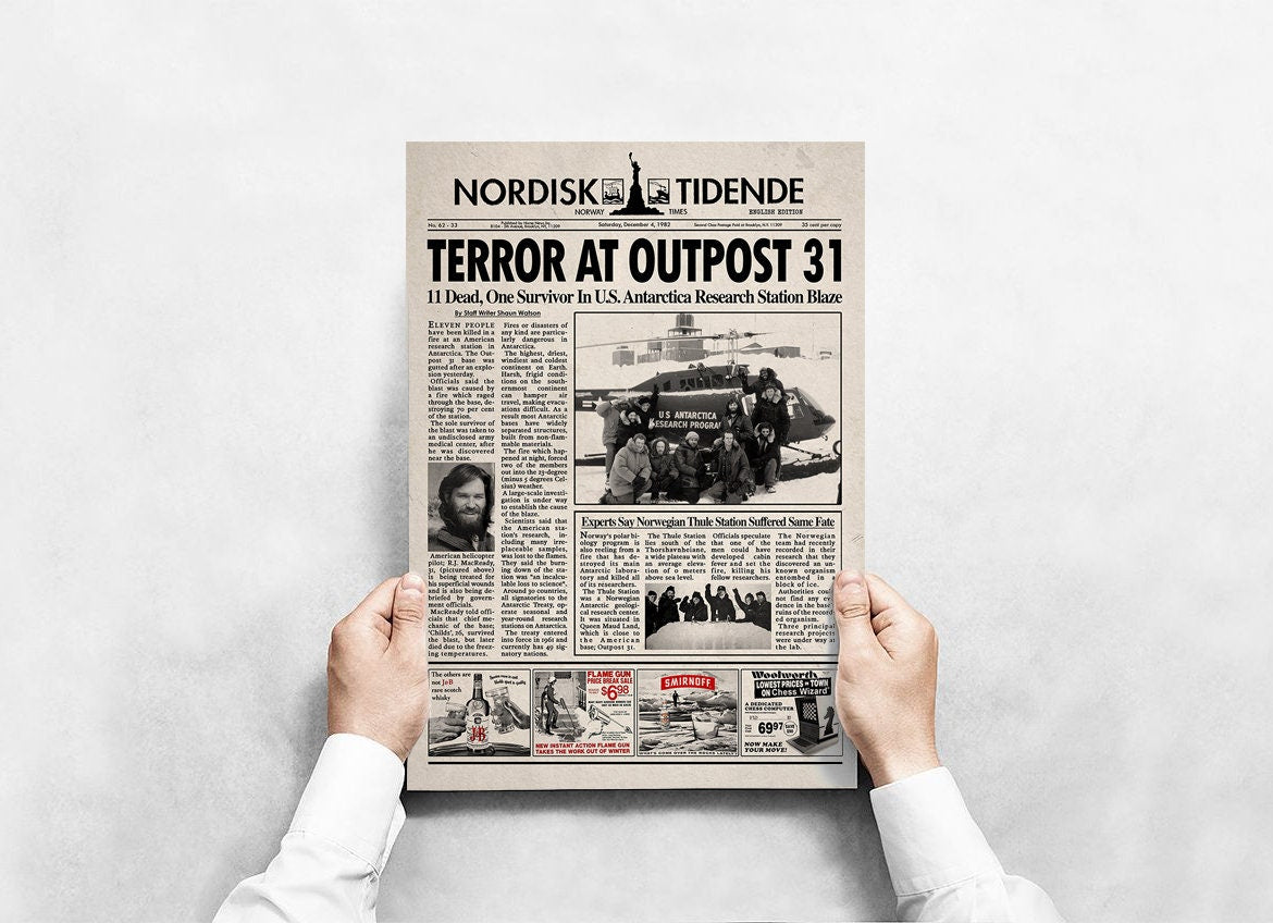The Thing movie Newspaper poster print
