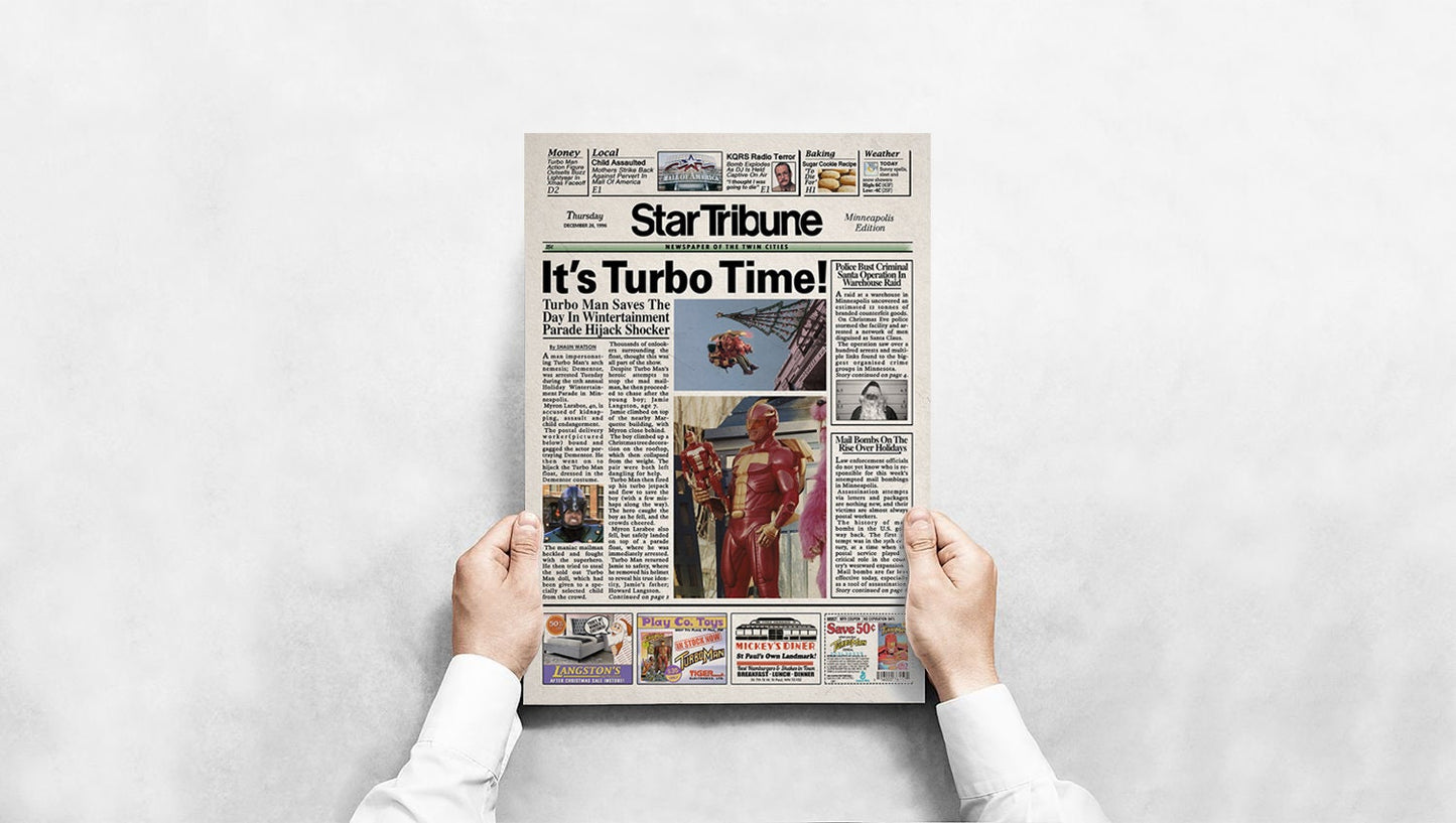 Jingle All The Way Turbo Man Newspaper Poster Print Arnold Schwarzenegger