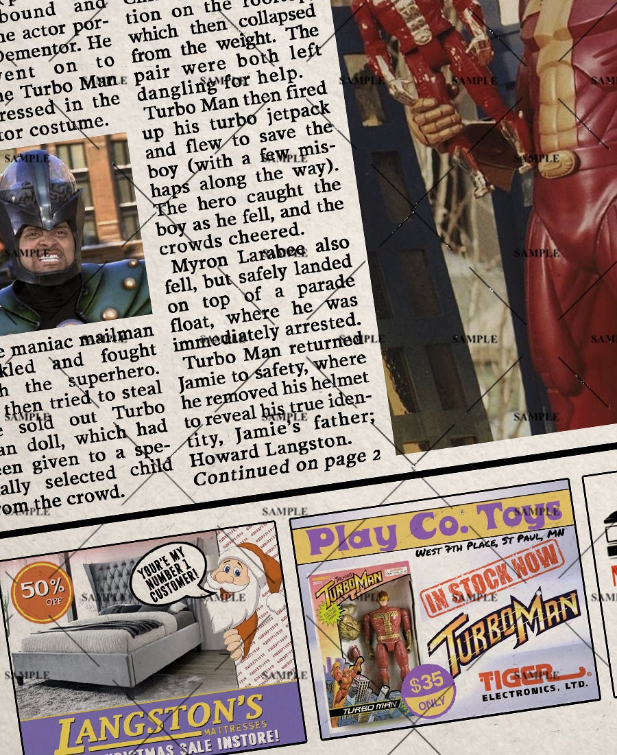 Jingle All The Way Turbo Man Newspaper Poster Print Arnold Schwarzenegger