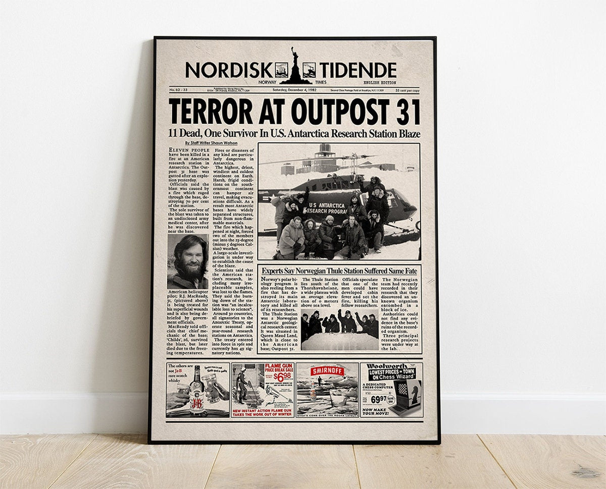 The Thing movie Newspaper poster print