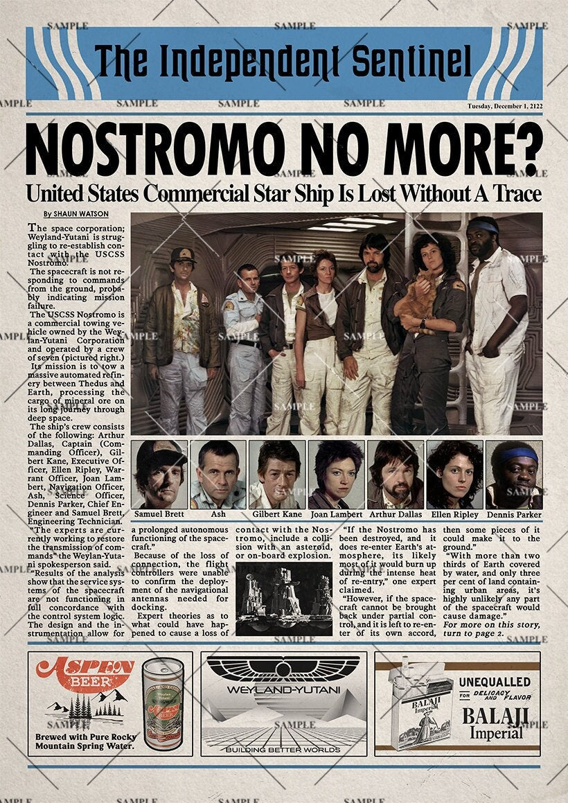 Alien 1979 Movie Newspaper Poster Print