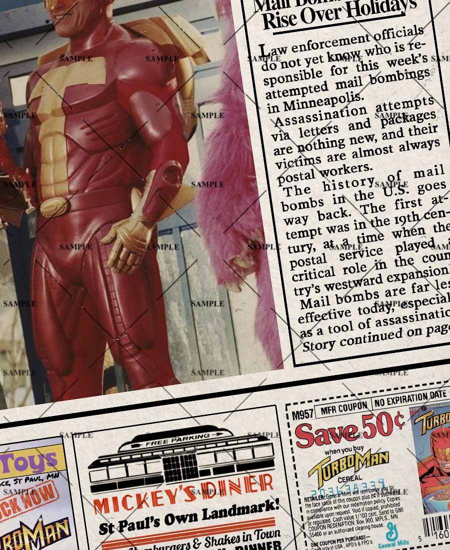 Jingle All The Way Turbo Man Newspaper Poster Print Arnold Schwarzenegger