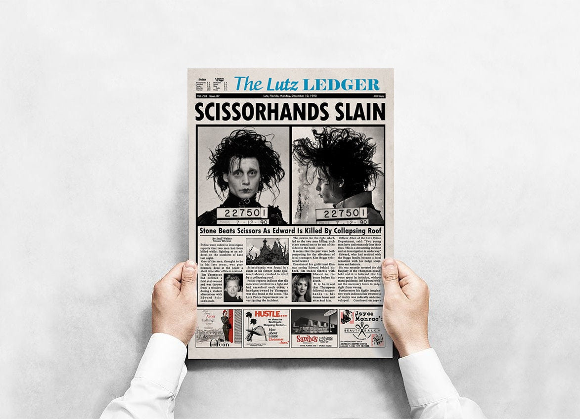 Edward Scissorhands Newspaper Poster Print