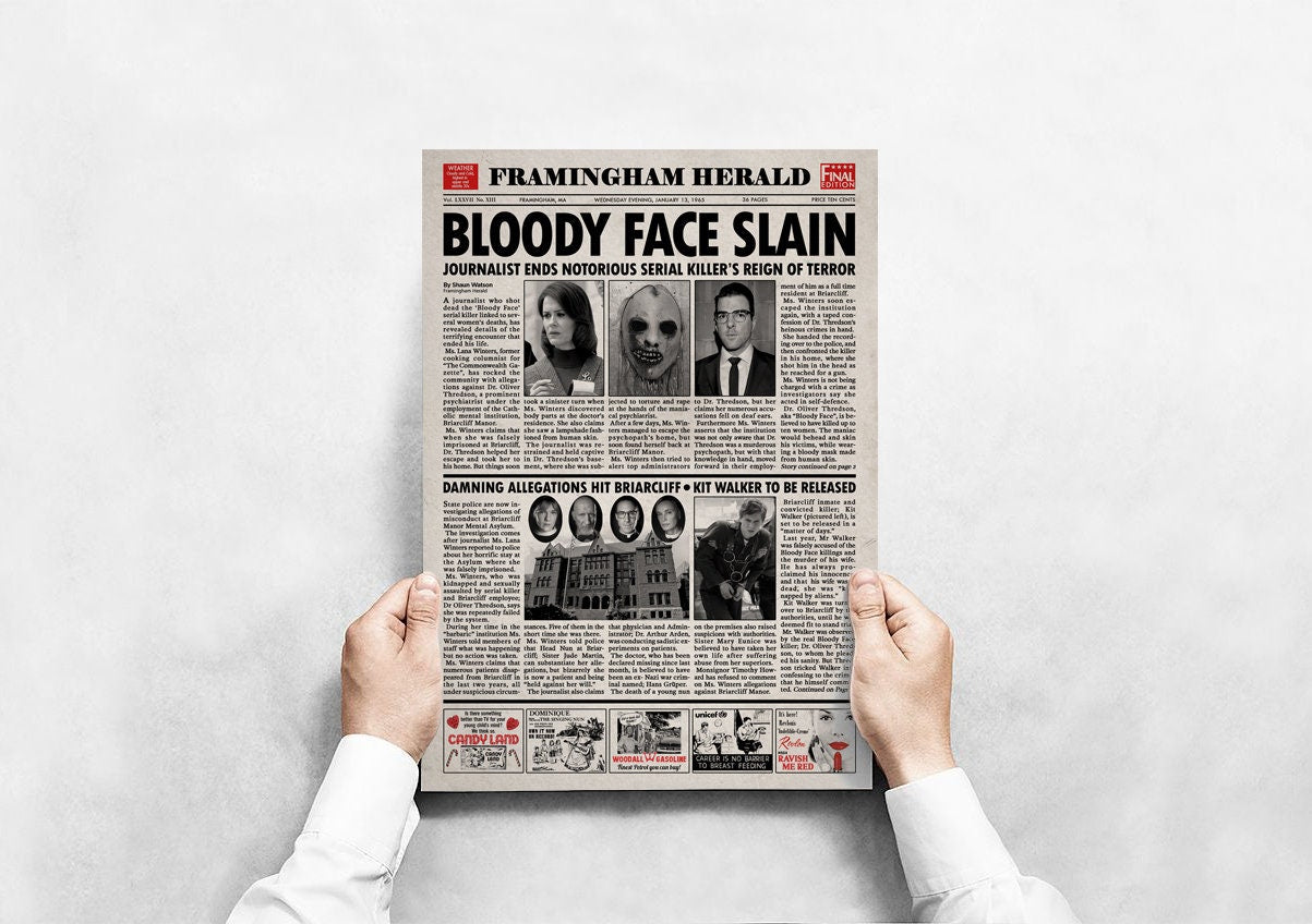 American Horror Story Asylum Newspaper Poster print