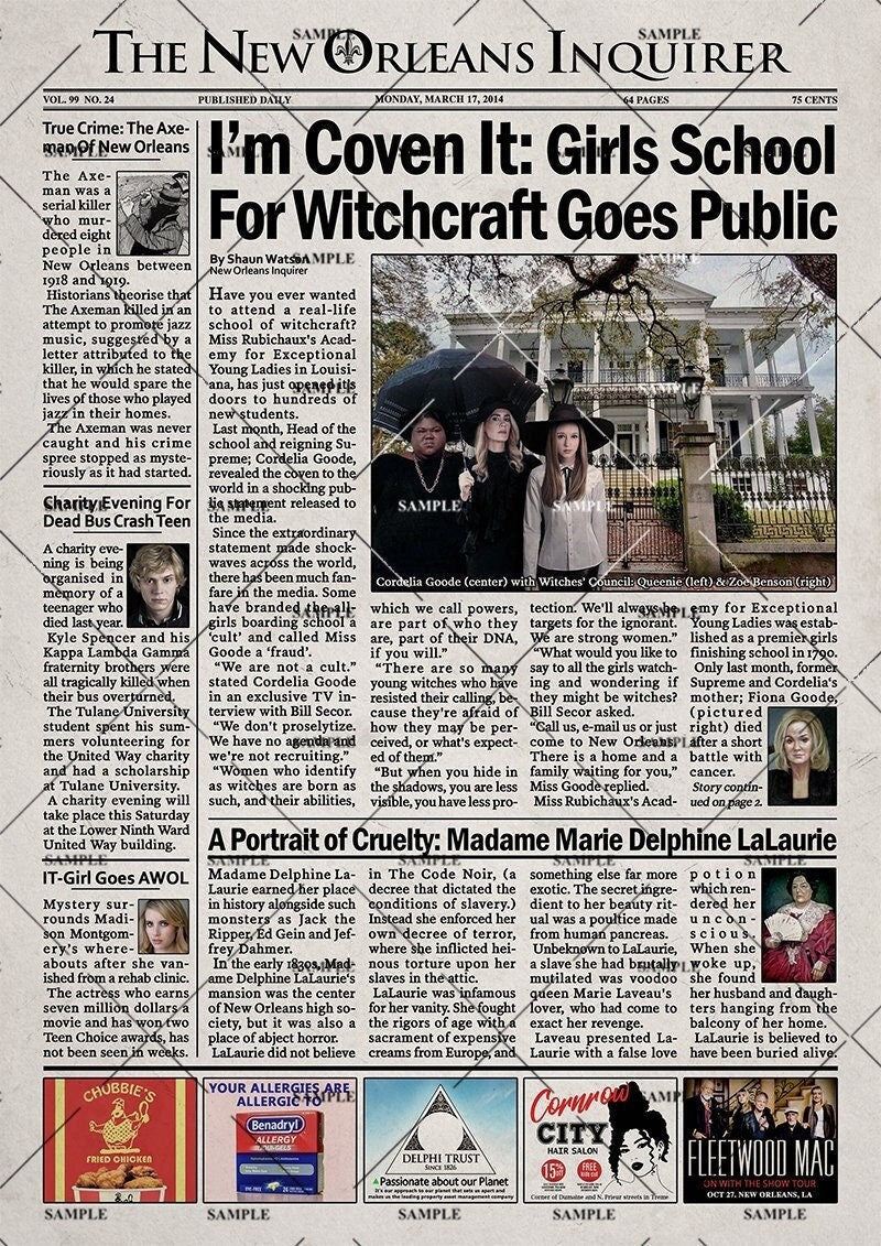 American Horror Story Coven Newspaper Poster Print