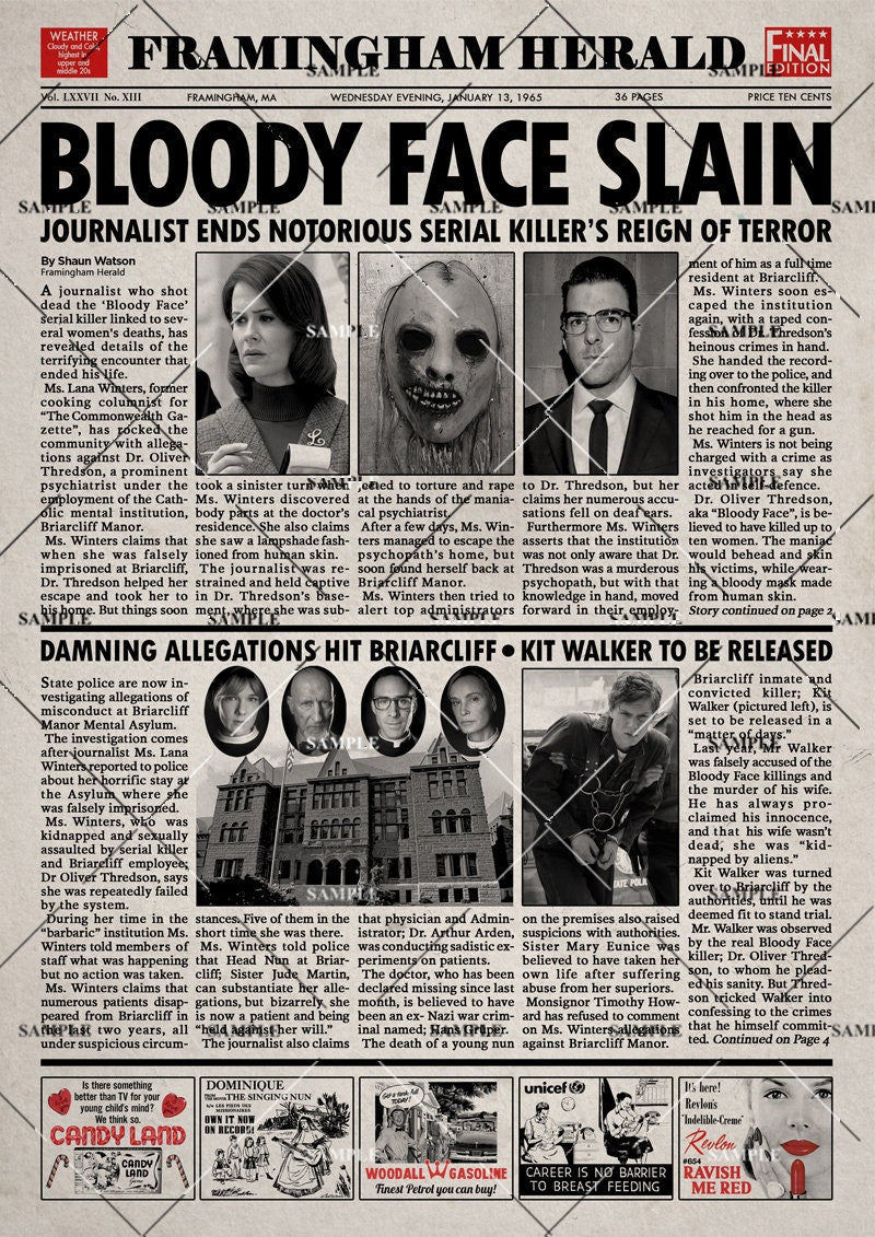 American Horror Story Asylum Newspaper Poster print