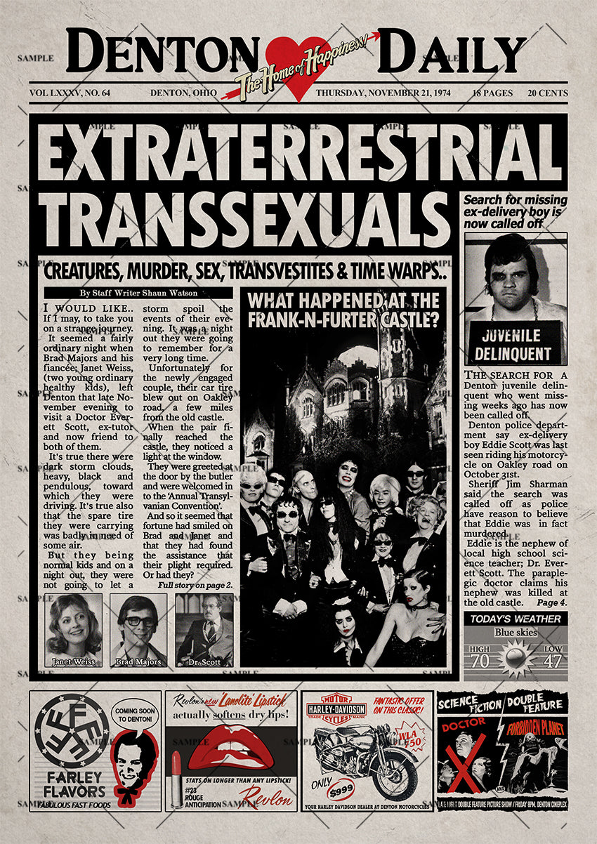 The Rocky Horror Picture Show Newspaper Poster Print