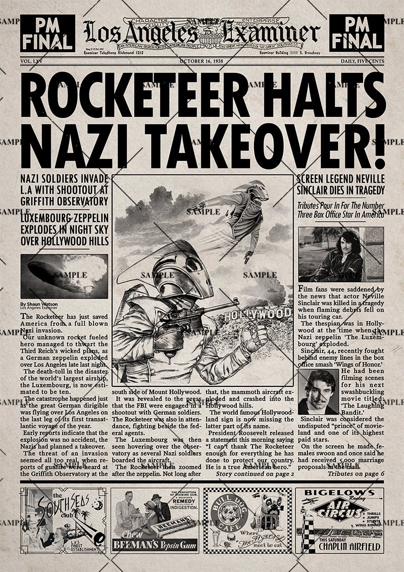 The Rocketeer Newspaper Poster print