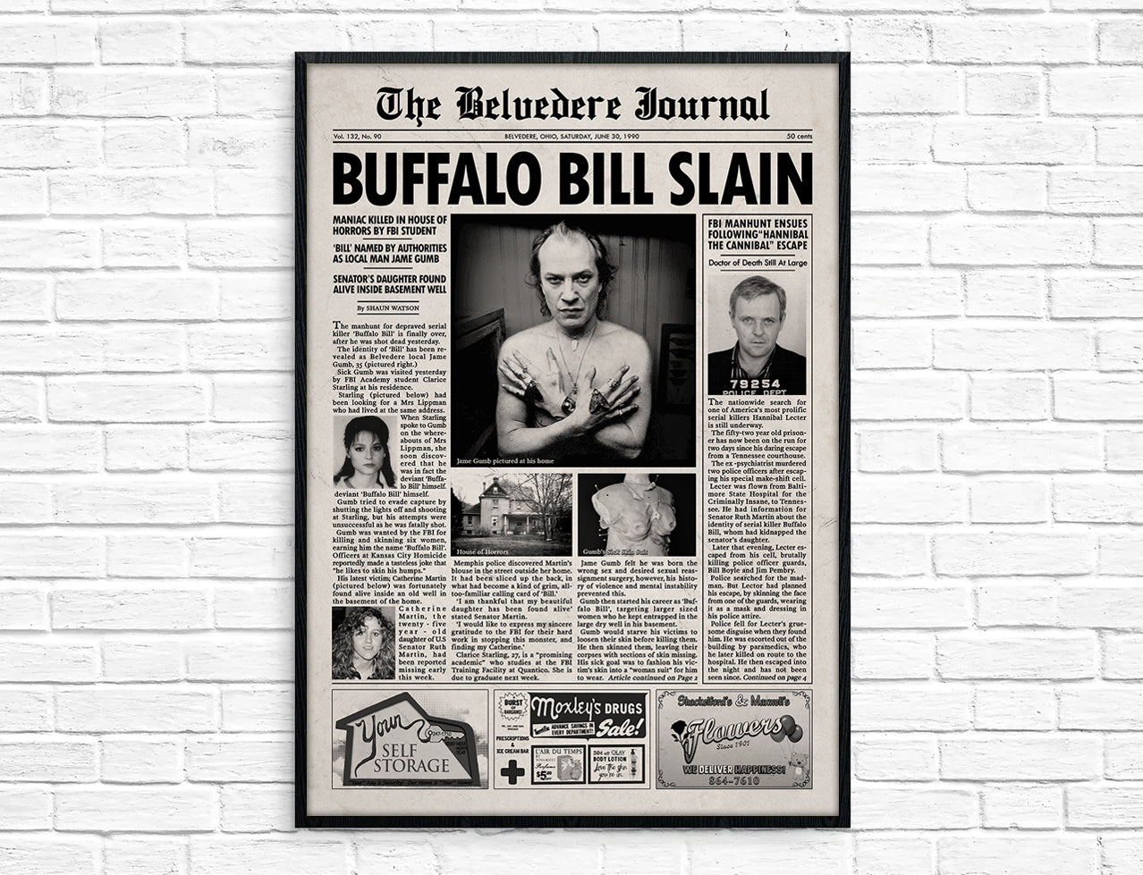 The Silence of the Lambs Newspaper poster print
