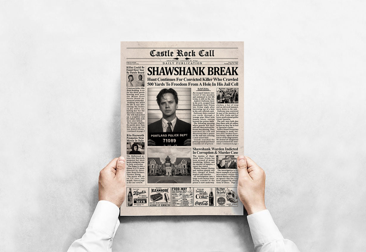 The Shawshank Redemption Newspaper Poster print