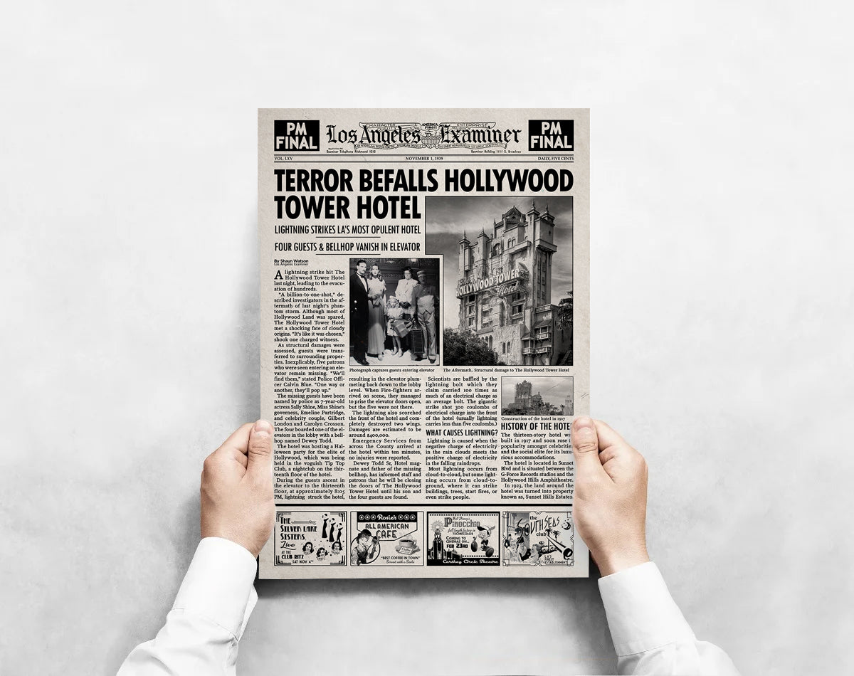 The Twilight Zone Tower of Terror Newspaper print