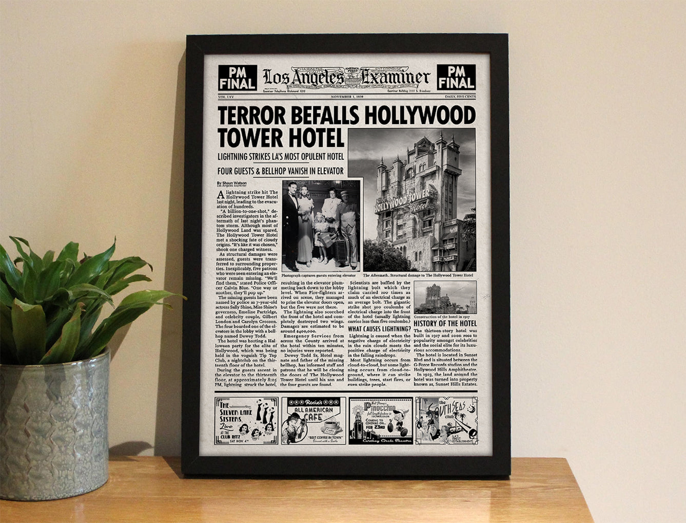 The Twilight Zone Tower of Terror Newspaper print