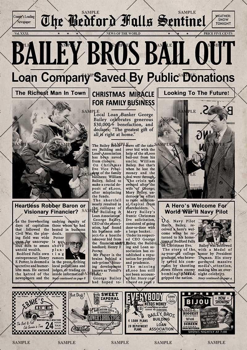 It's a Wonderful Life Newspaper Poster Print