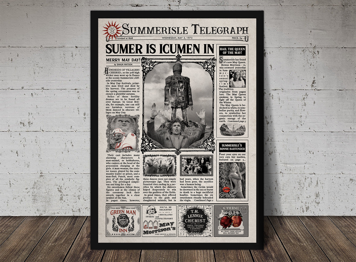 The Wicker Man 1973 Newsaper Poster Print