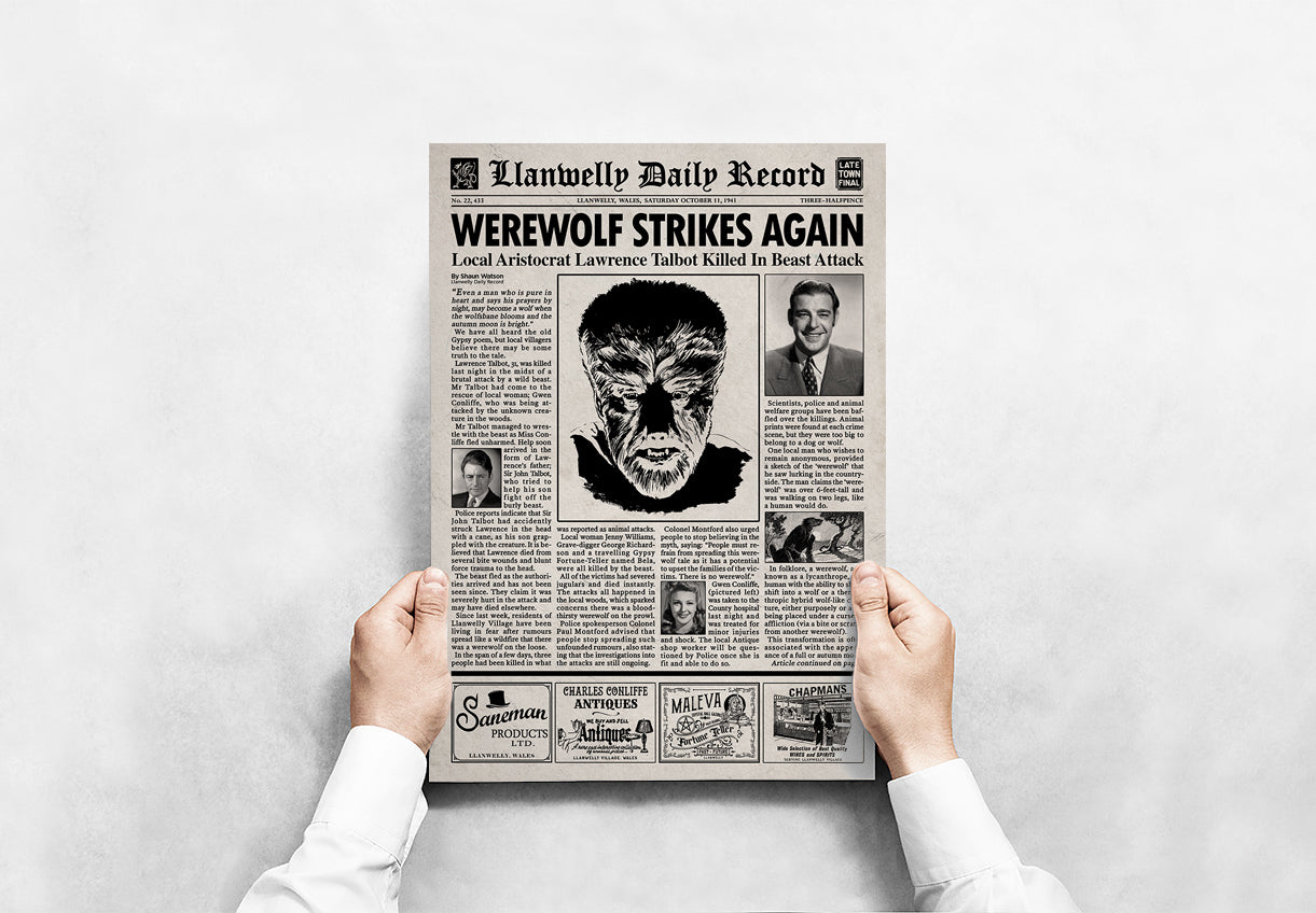 The Wolf Man 1941 Newspaper Poster Print