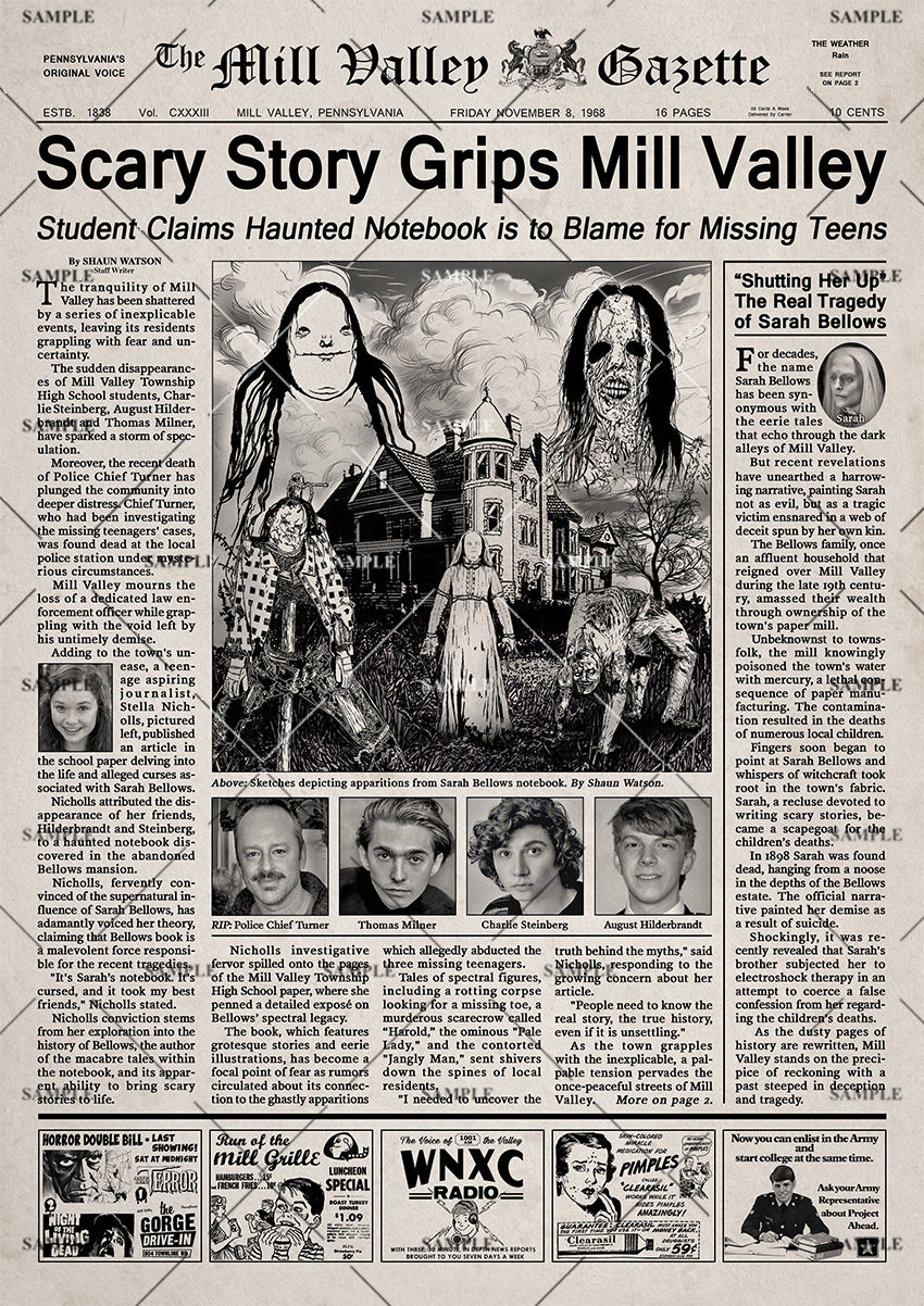 Scary Stories to Tell in the Dark Movie Newspaper Poster print