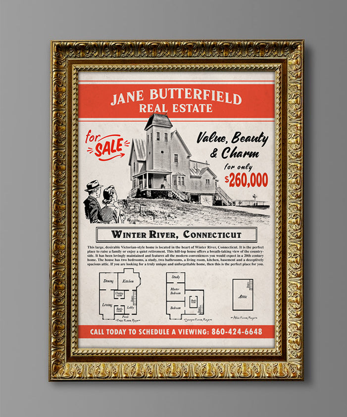Beetlejuice Jane Butterfield Real Estate Advertisement Poster print