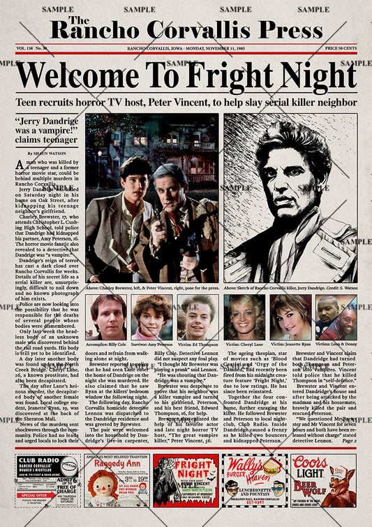 Fright Night Newspaper Poster print