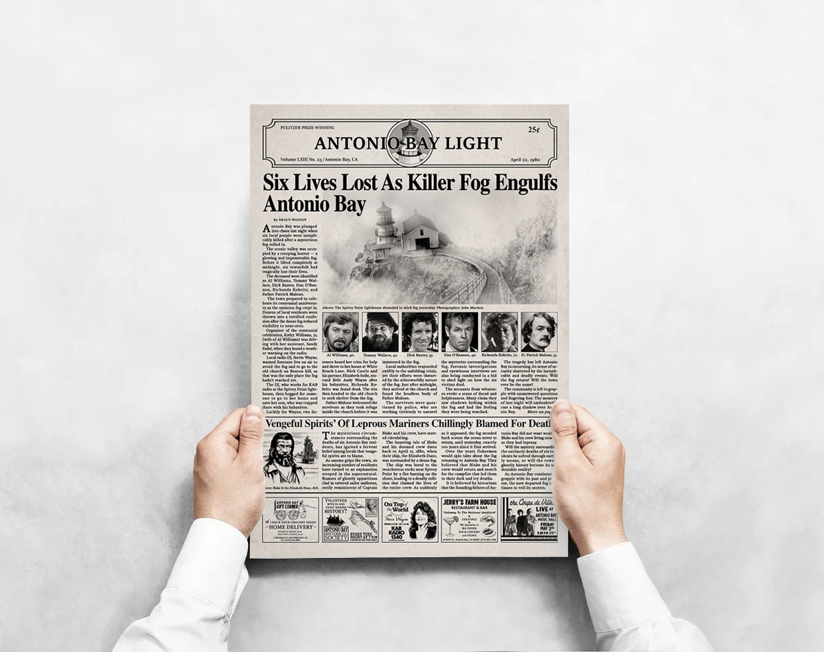 The Fog Antonio Bay Newspaper Poster print