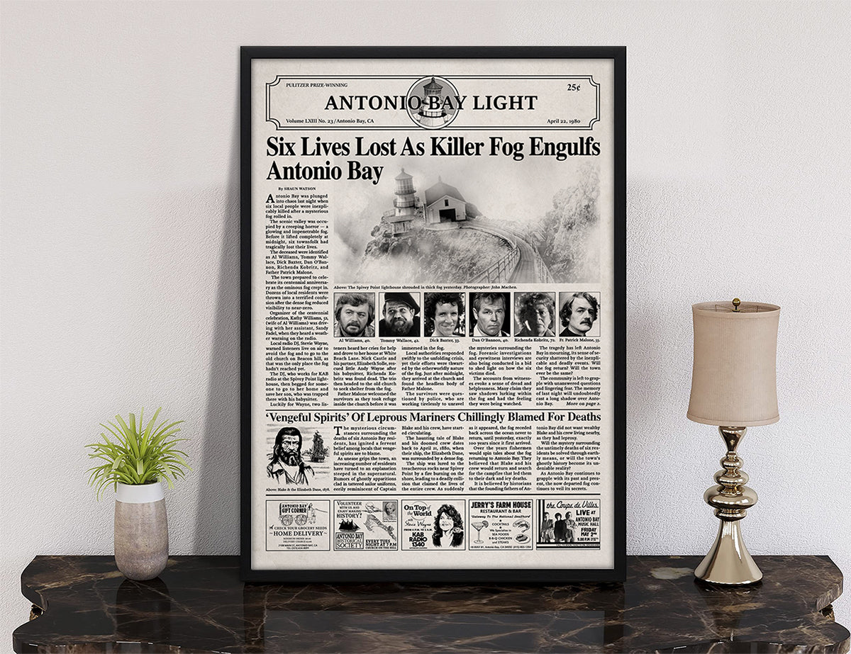 The Fog Antonio Bay Newspaper Poster print